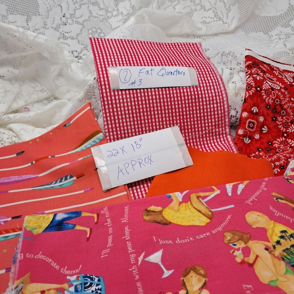 Fat Quarters Fabric Bundle Red Gingham Novelty Prints‎ Sewing Quilting - Picture 5 of 5